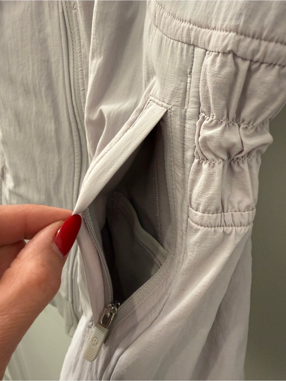 lululemon athletica Light Gray cinched waist Jacket with Zip Pocket
